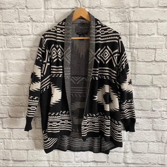 BCBGMaxAzria Sweaters - BCBGMAXAZRIA Black / White Angora Blend Cardigan